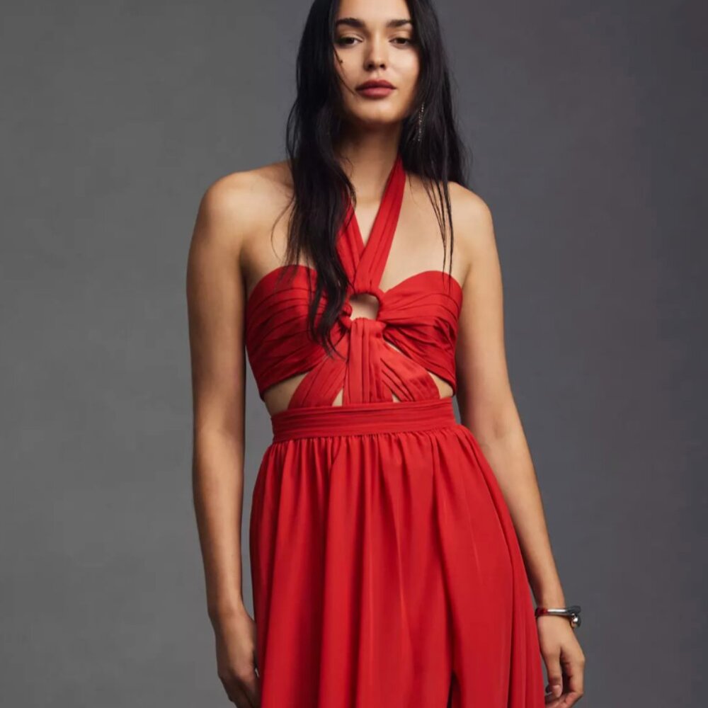 Anthropologie PatBO Brand Slit Halter Dress